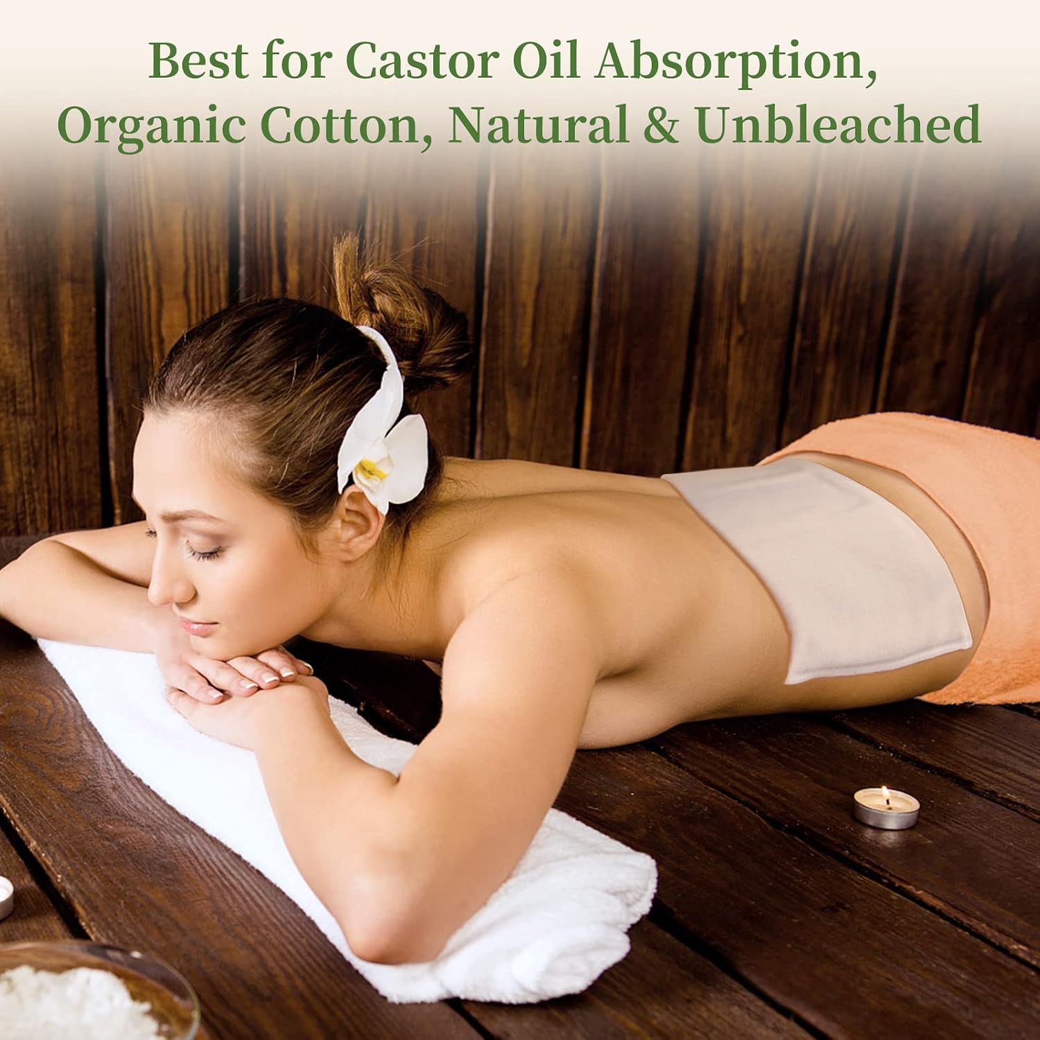 2Pcs Cotton Flannel for Castor Oil Pack, Less Mess Made of Unbleached Organic Cotton Flannel Reusable Soothing Heat Compress for Liver, Abdomen, Joints, Highly Absorbent Soft Feel Like Nightgown
