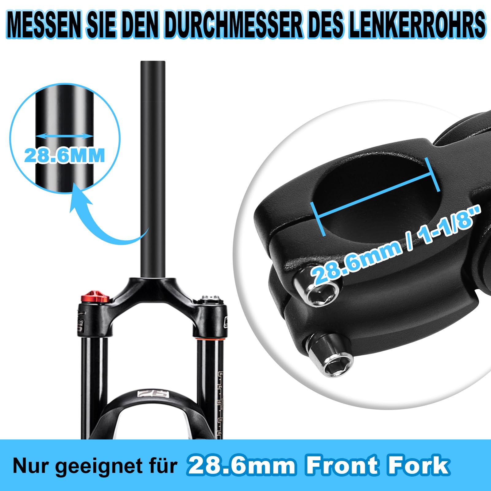 Fahrradlenker Vorbau, Lenkererhöhung Fahrrad 31.8 * 110mm,Fahrradvorbau-Riser zur Winkelverstellung,Fahrrad Lenker Erhöhen für MTB