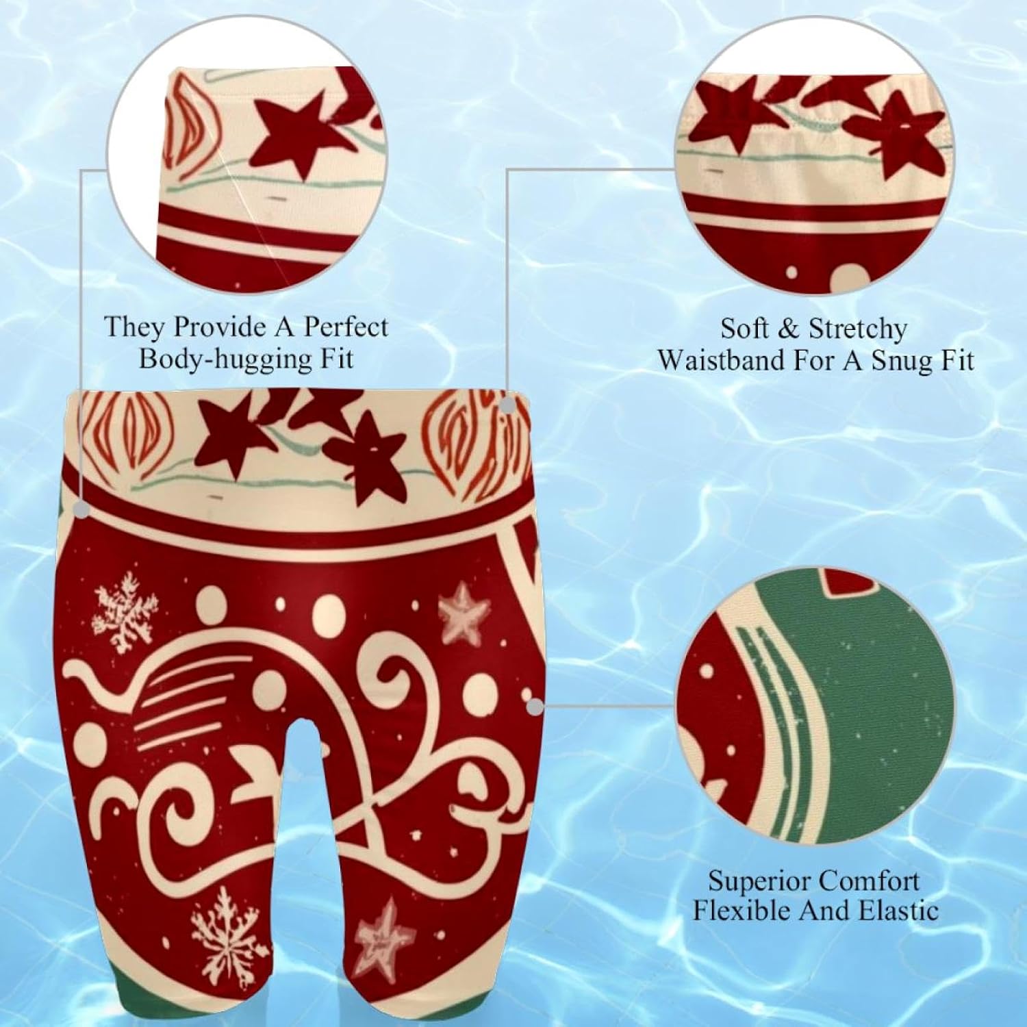 Happy Christmas Jammer Swimsuit Mens Swim Jammers Endurance Long Racing Training Swimsuit
