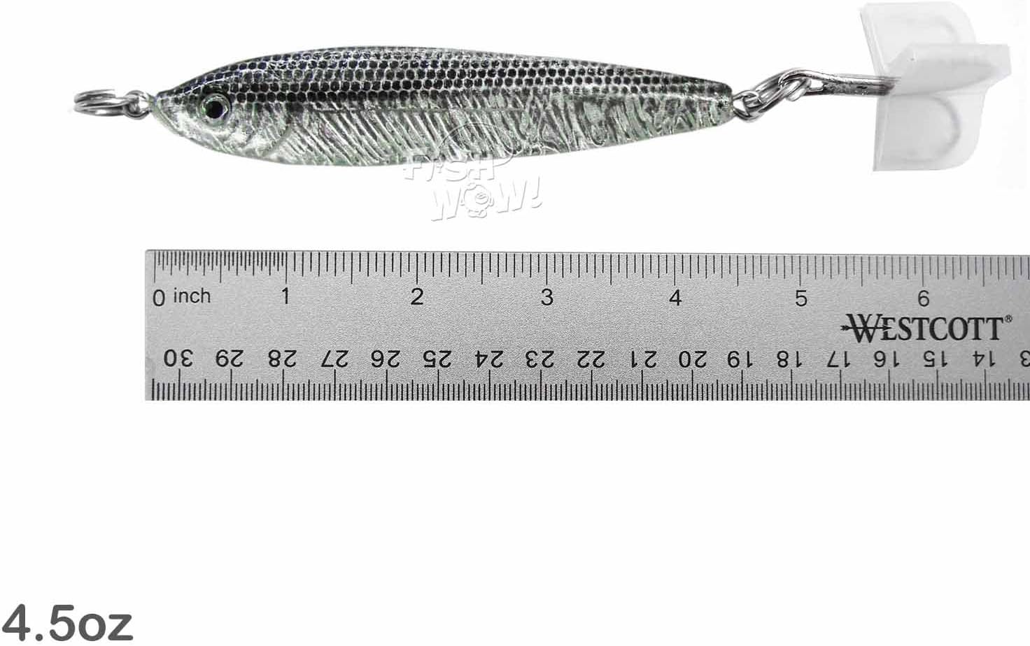 10pcs 4.5oz Fish WOW! Fish Metal Bait Jig 4-1/2oz Mega Live Lure with a Treble Hook -2 Colors- Black Silver, Blue Sardine