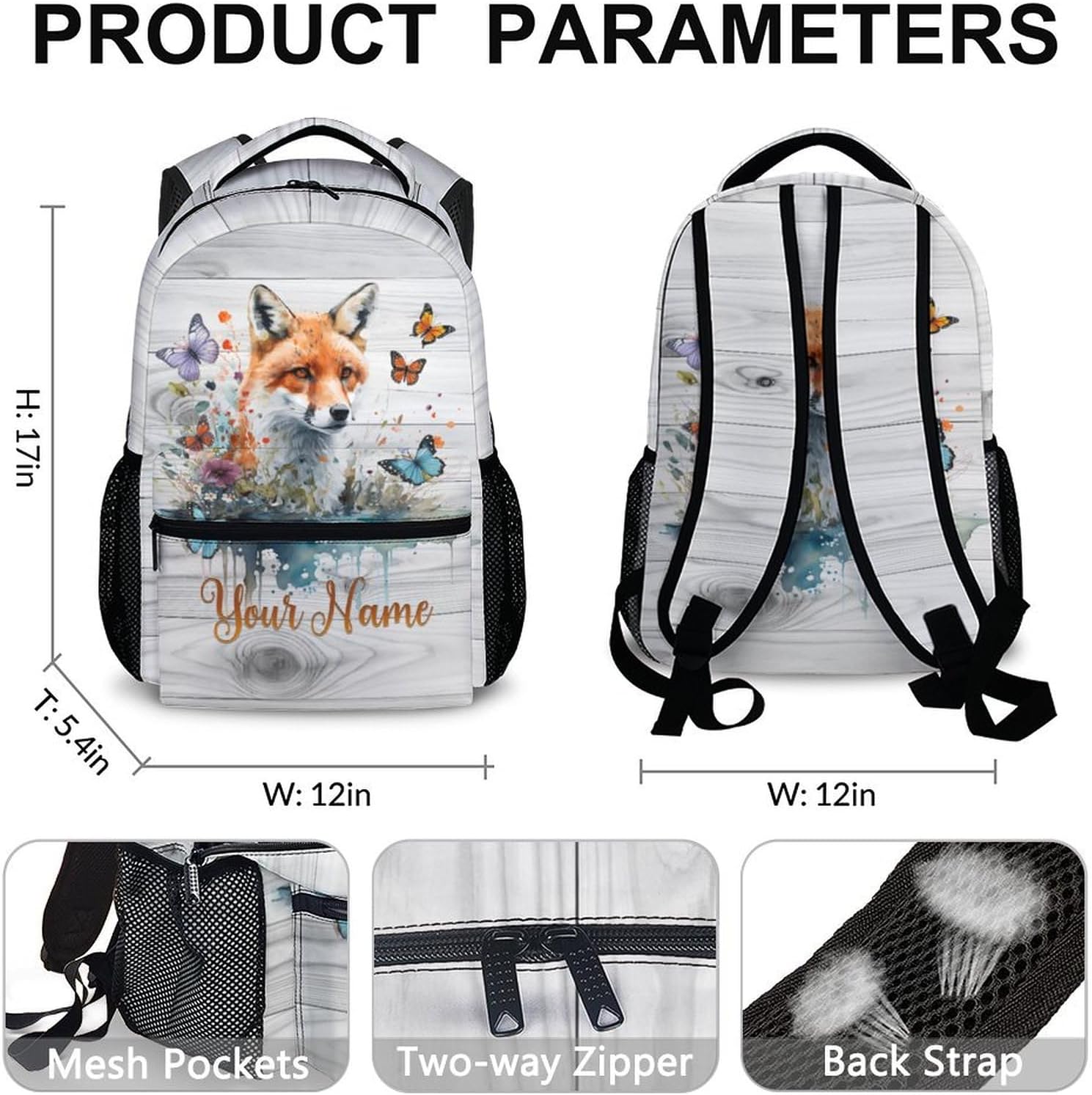 Custom Kids Backpack for Boys Girls, 17 Inches Animals Backpacks for Preschool Primary Travel, Large Capacity Cute Pattern Bookbag for Primary, Middle School, Back to School Schoolbag