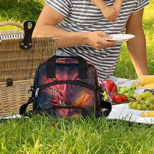 Miniatura 2 de Lonchera con estampado de animales de dragón, bolsa aisladaenfriadora para mujeres, hombres, niñas, niños, con correa ajustable para el hombro, para