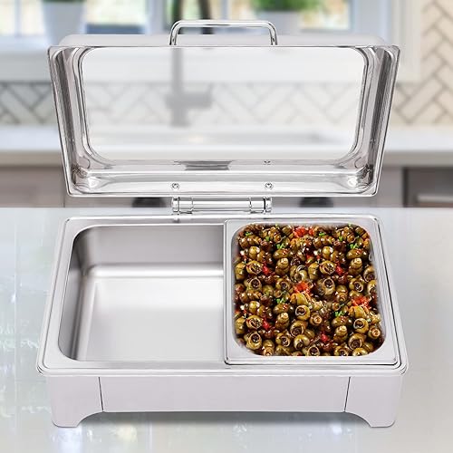 Miniatura 2 de Electric Roll Top Chef Chafing Dish, Adjustable Temp Stainless Steel Buffet Warmers, Commercial Food Warmer with Lid Chafers for Catering Parties