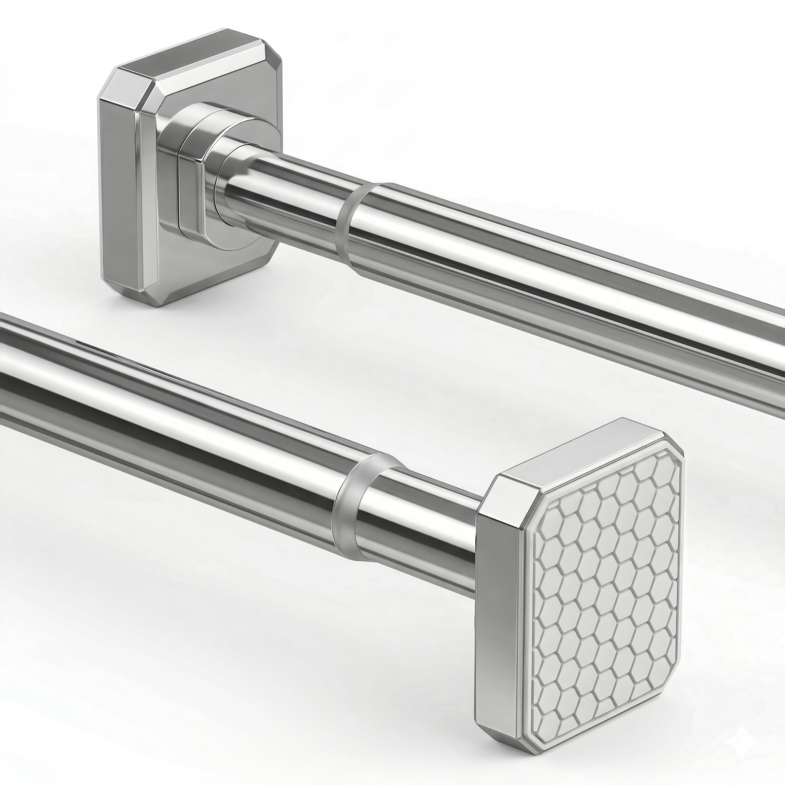 Barra telescópica ajustable de acero inoxidable, sin taladrar, para baño, dormitorio, cocina, salón, armario (plata, 65-249 cm)