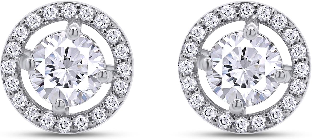 SAVEARTH DIAMONDS Moissanite Stud Earrings 1.20CT 5MM Lab Created Diamond Earrings for Women Men D Color VVS1 Clarity Brilliant 925 Sterling Silver Halo Earring Studs