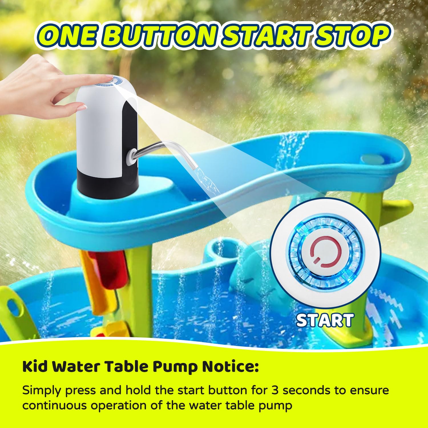 Water Pump for Water Table, Portable Pump for Kids Sand Water Play Table Work Continuously for 2 Hours, Toddler Activity Table Accessories Fun Summer Outdoor Toys for Kids