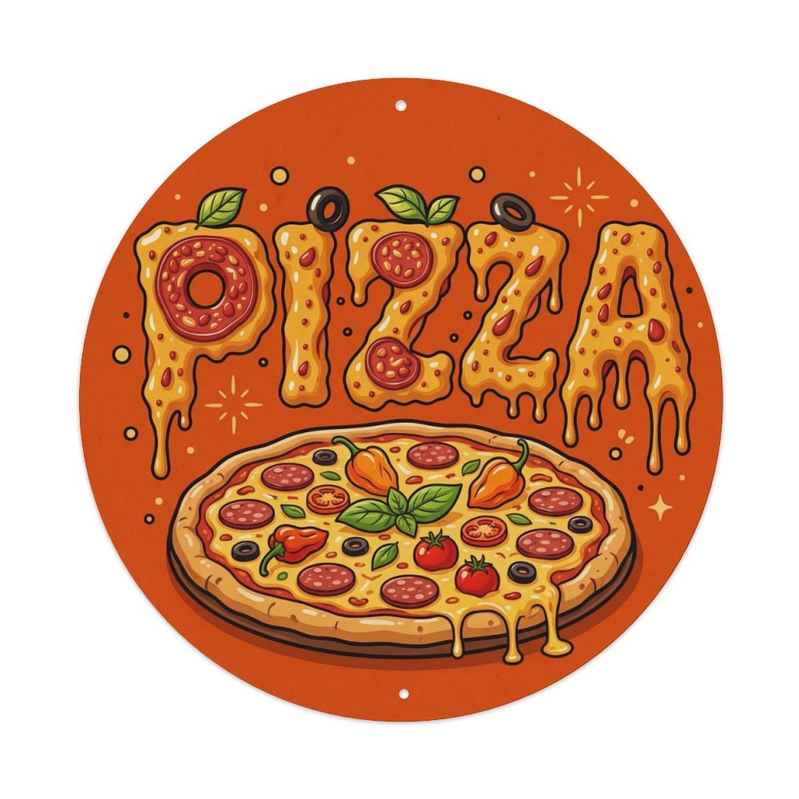 Huiyhb 8X8inch(20X20cm) Vintage Pizza Slice Habanero Pepper Metal Tin Sign