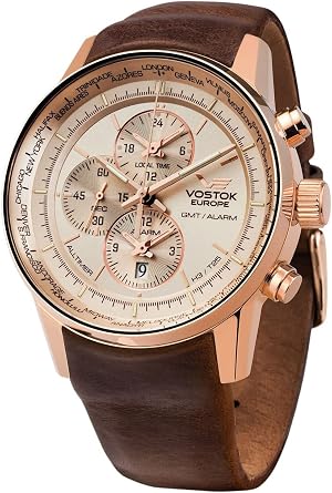 Vostok Europe Europe Men's Watch Limousine alltimer trigalights ym26-565b294, Brown, Strip