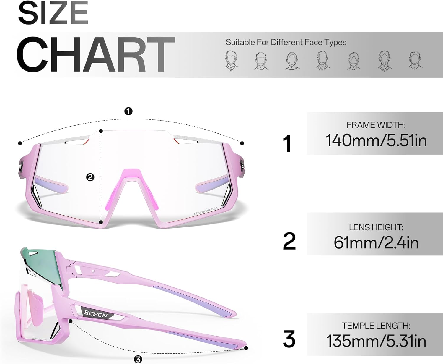 SCVCN Photochromic Cycling Glasses Sport Sunglasses Clear Men Women MTB BMX Running Driving S336 - Image 5