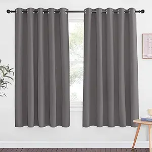 NICETOWN Blackout Curtain Drape for Bedroom - Grommet Noise Reducing Thermal Insulated Solid Room Darkening Window Treatment for Doorway/Kids Room (1 Panel, 66 x 66 Inch, Gray)