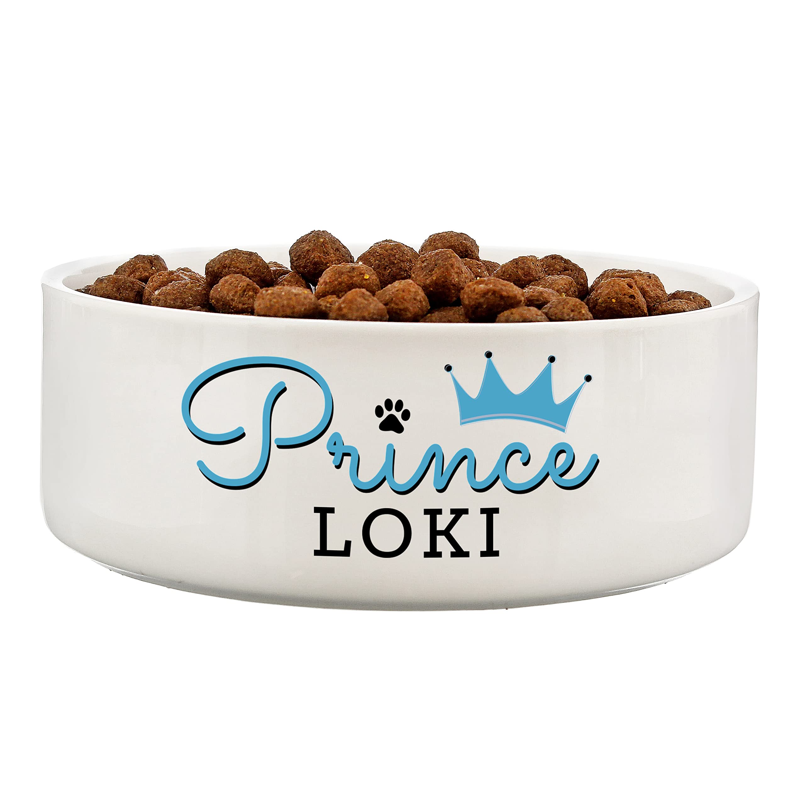 Personalised Prince 14cm Medium Ceramic White Pet Dog Bowl
