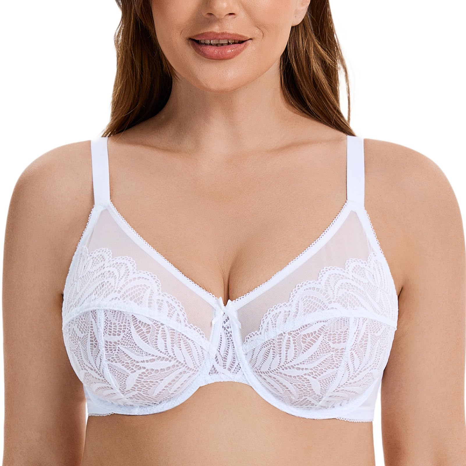MELENECA Women's Minimizer Bras for Large Bust Underwire Plus Size Full Coverage Lace Bras