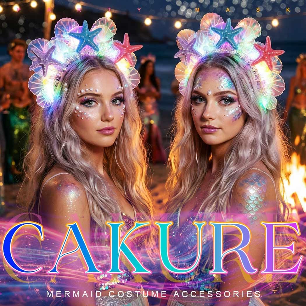 CAKURE Light Up Starfish Headband LED Shell Headpiece Hair Accessories for Women - Image 6