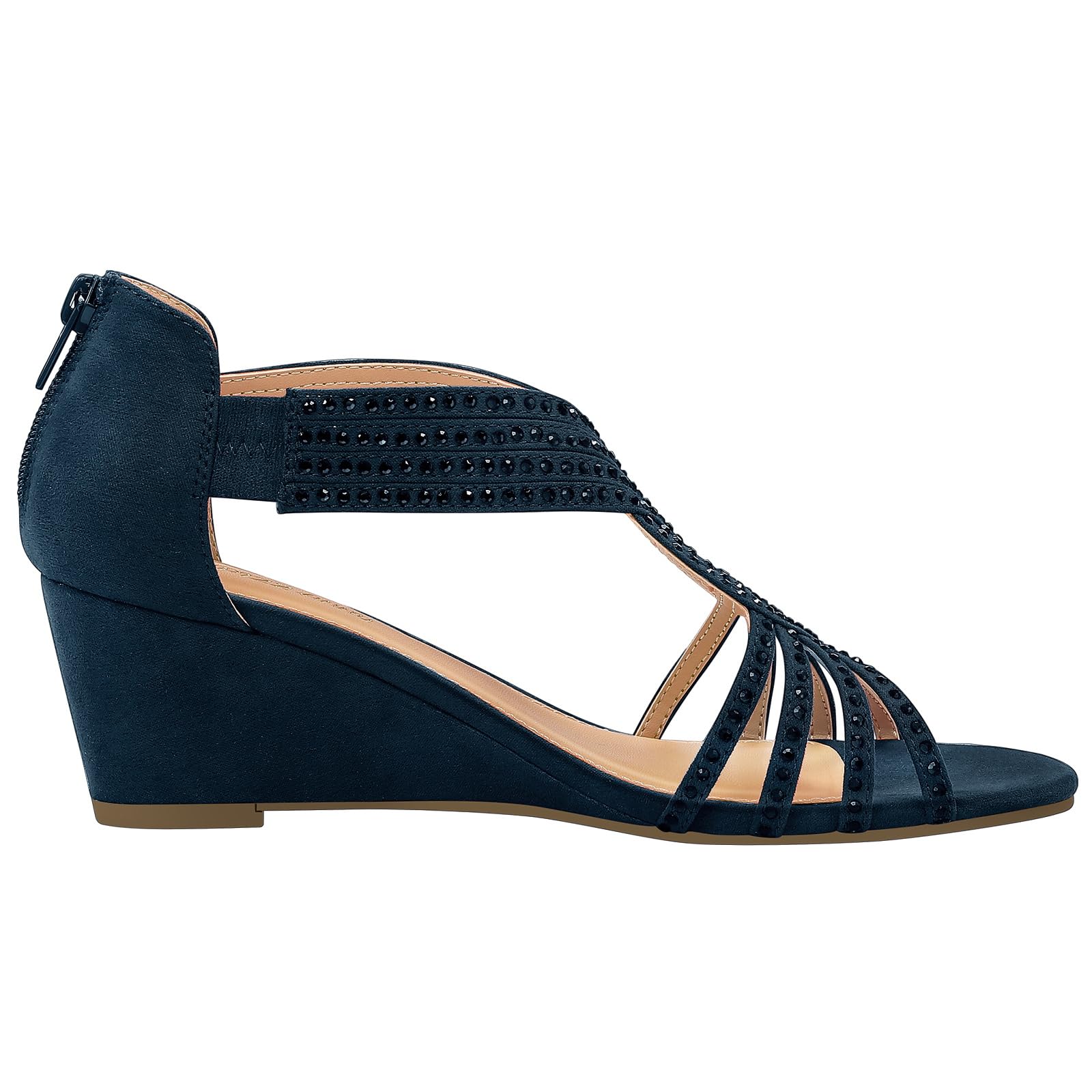 PIZZ ANNU Sandales Femme Été Compensées à Plateforme Escarpins Strass Sandale à Talon Compensé Mode Confort pour Soirée Mariage Chaussure