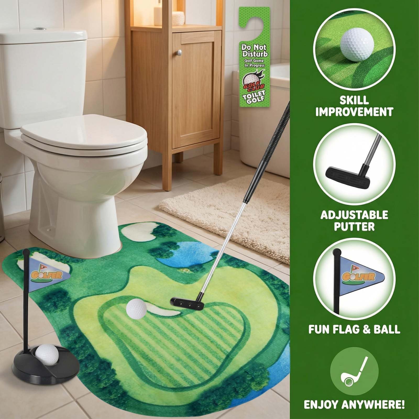 Coffret Cadeau de Golf de Toilette, Mini Cadeau Amusant pour Homme, Jeu de Toilettes, Jeu de Salle de Bain, Salle Bain Golf Set, Golf Toilettes Jouet, pour hommes anniversaire cadeau d'anniversaire - 4