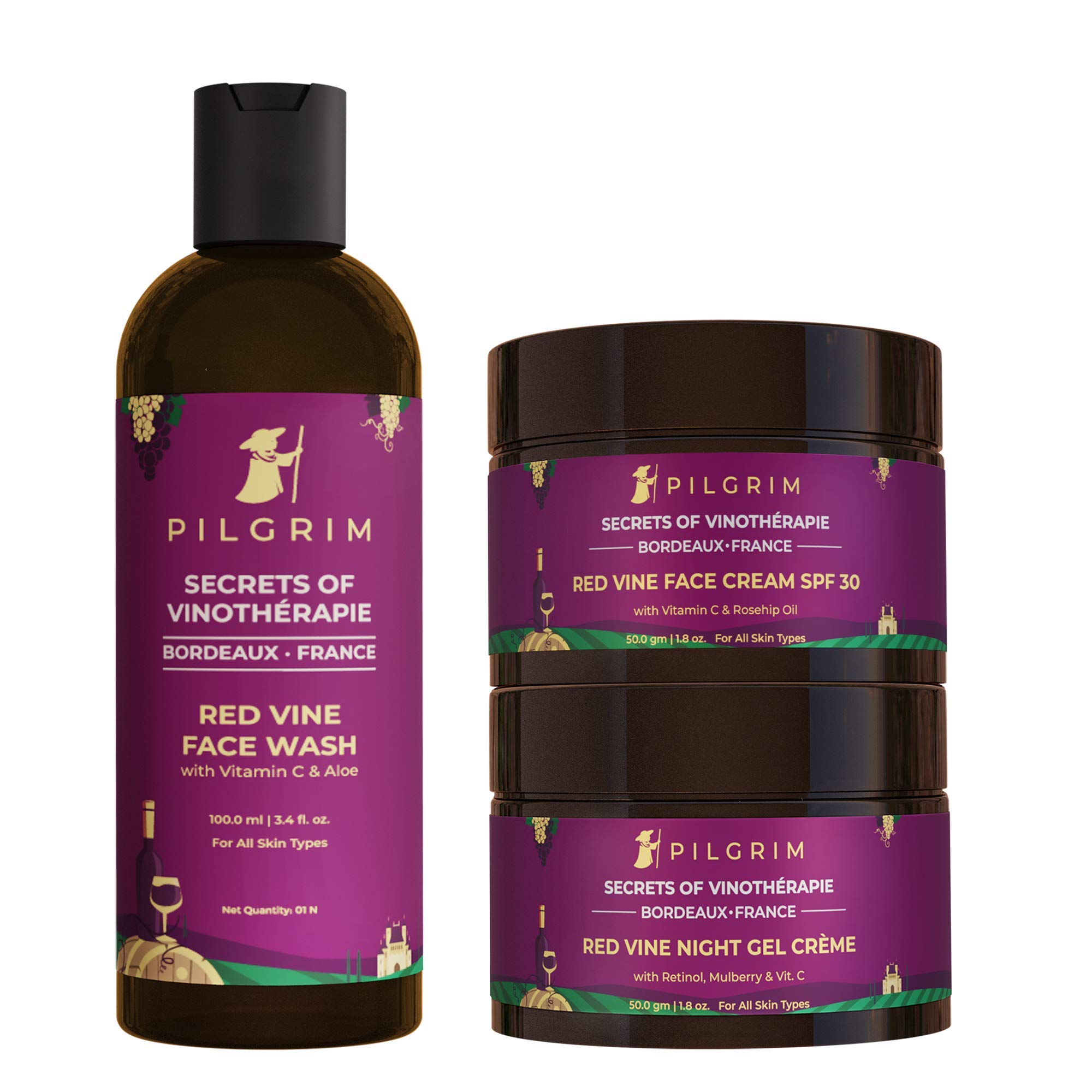 Buy PILGRIM French Red Vine AM PM Face Care Kit, Red Vine Face Wash