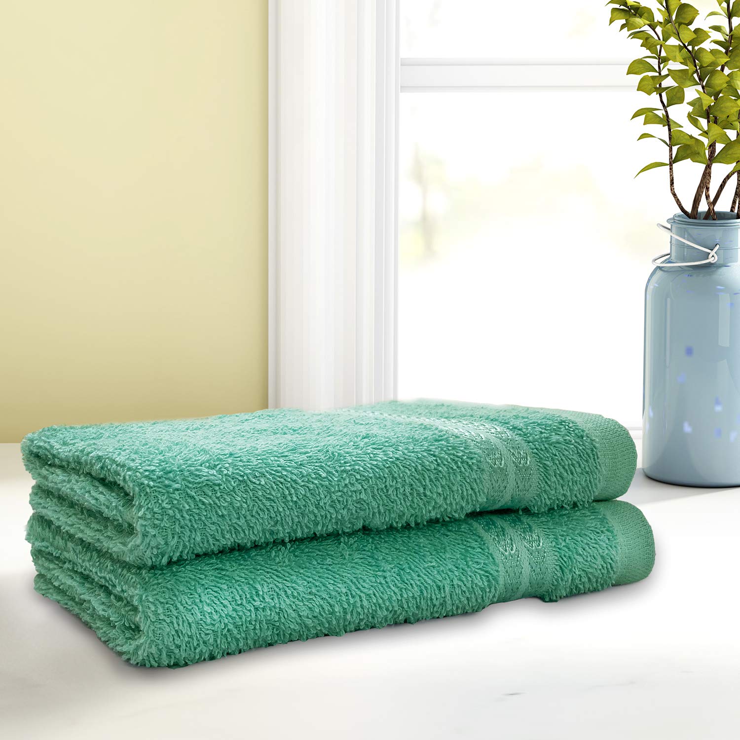 Welspun Cotton Hand Towel (Set of 2, Green) Amazon.in Home & Kitchen
