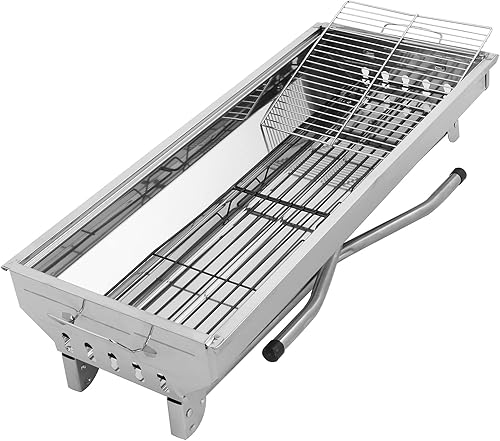 Miniatura 9 de Parrilla de carbón para barbacoa, parrilla portátil de carbón de acero inoxidable, parrilla de camping para barbacoas al aire libre, camping,