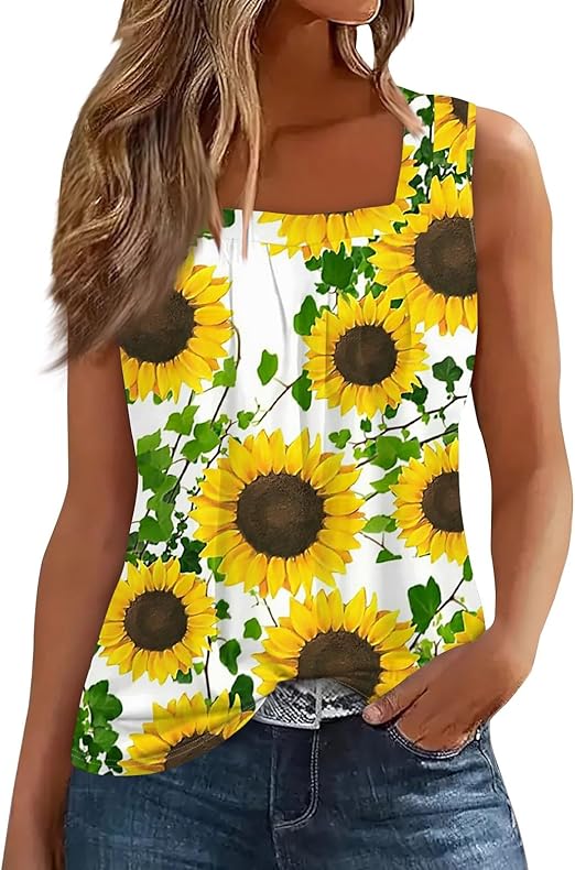 Spring Summer Plus Size Dressy Tank Tops for Women 2025 Womens Workout Floral Boho Beach Sleeveless Shirts Blouses