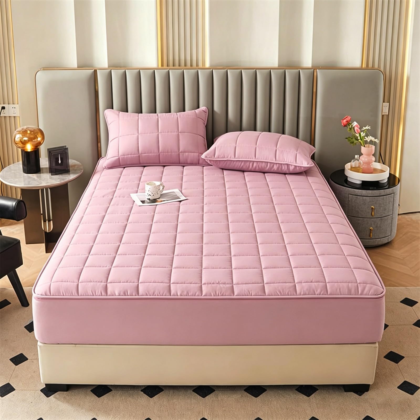 Coprimaterasso 6 Lati con Cerniera, Lavabile Traspirante, Fodera Morbida | Rimovibile in Lavatrice, Traspirante Ipoallergenico, Tasche Profonde 8-30cm, per Casa o Hotel(Rosa,140x200+10cm)