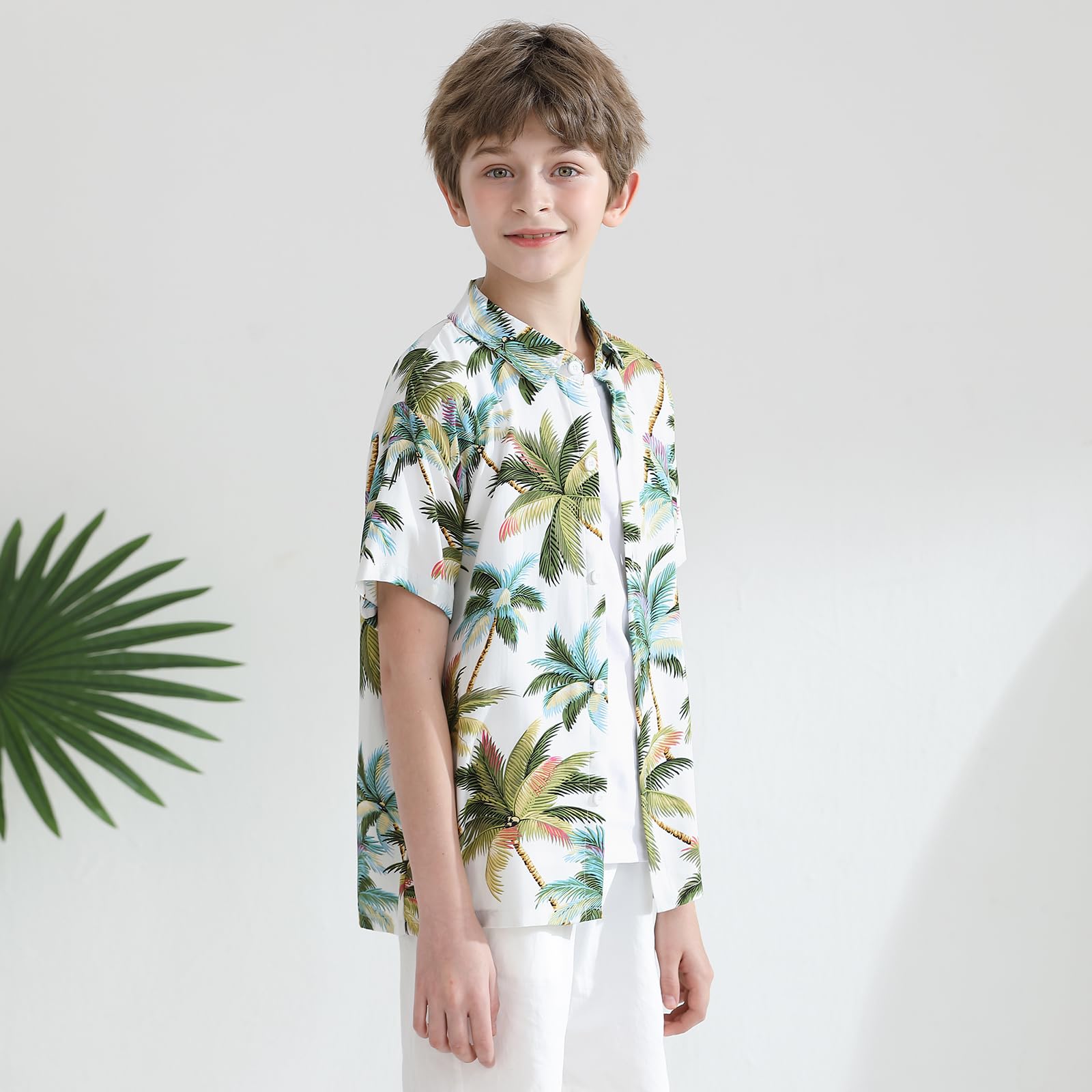 Chemise hawaïenne d'été à manches courtes boutonnée pour garçon, motif floral tropical, tenue de plage, chemise de vacances