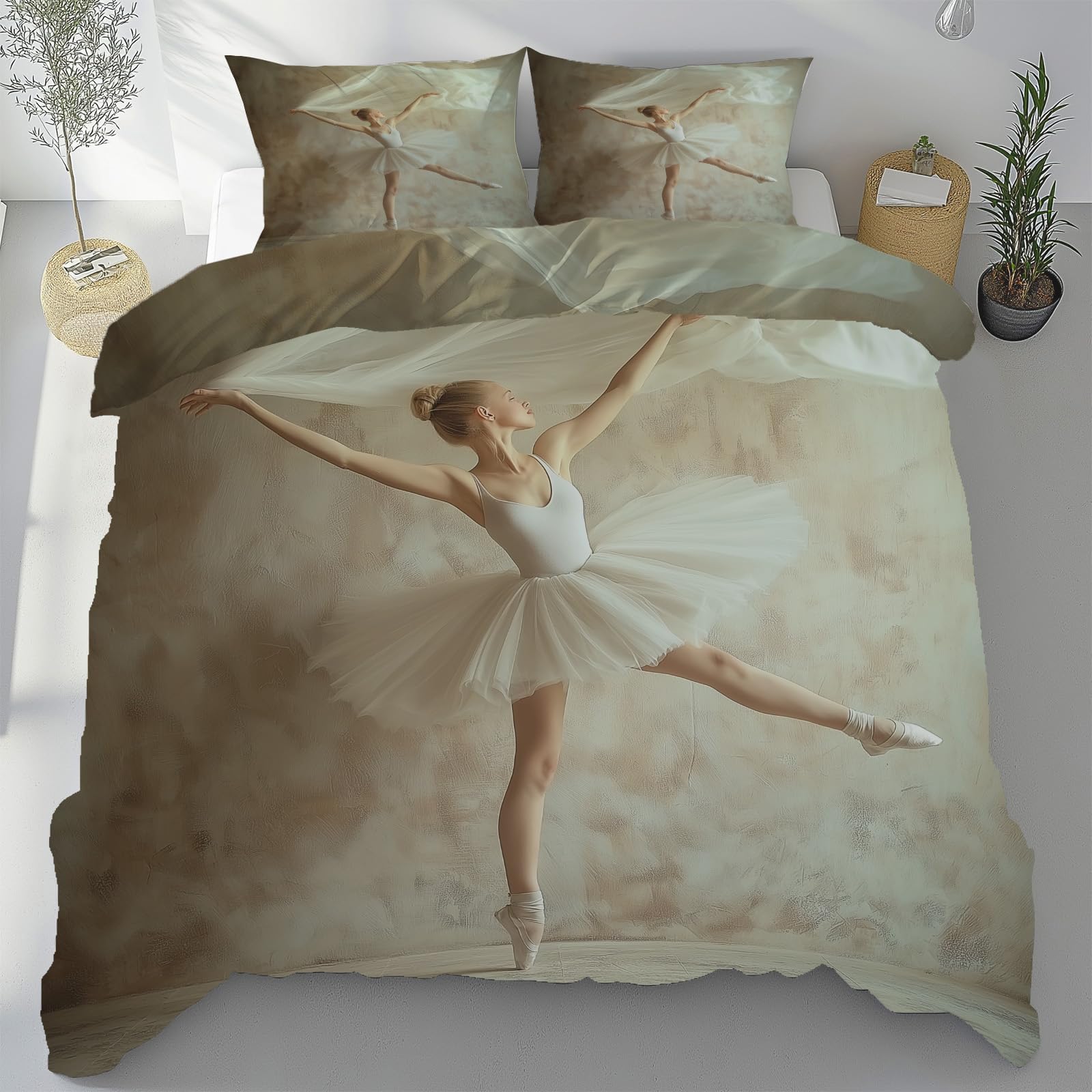 Housse de couette 140x200 ballerine avec fermeture éclair pour un lit sans plis