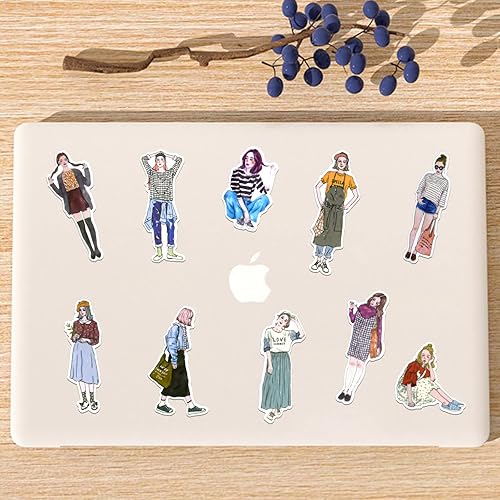 Miniatura 7 de 100 pegatinas de moda para niñas, no repeticiones, impermeables, para diario, diario, diario, diario, diario, cuaderno, collage, álbum estético,