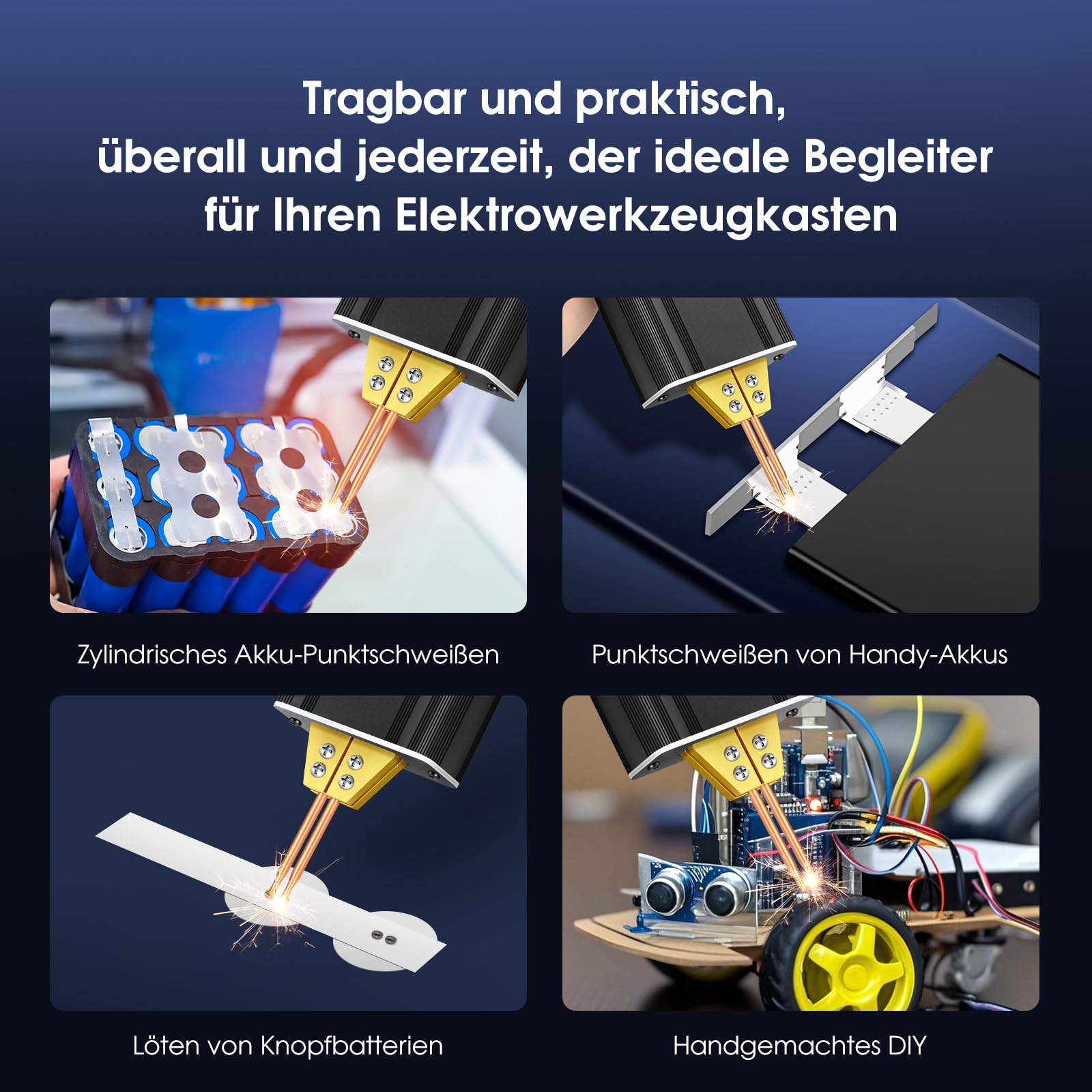 Akku-Punktschweißgerät mit 5.0Ah Akku: Upgraded Handheld Mini Portable Spot Welder für 18650 Batterie, Schweißen von Nickel Bleche 0,1-0,2mm, Eisen, Edelstahl Bleche, 80 Gang, Auto und Manuellen Modus