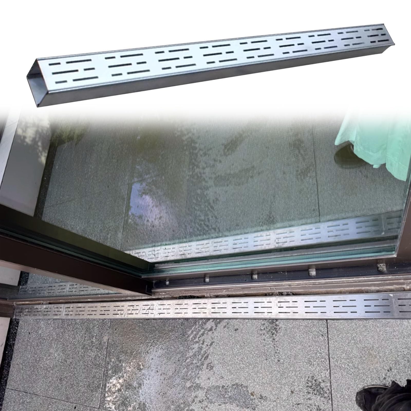 Liniowy kanał odpływowy o szerokości 3,8 cm – odpływ ze stali nierdzewnej z metalowymi kratkami na patio, do ogrodu i podjazdów – trwałe rozwiązanie do odprowadzania wody