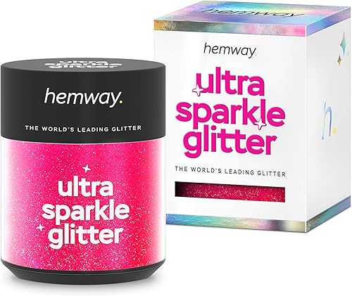 Hemway Ultra Sparkle - Olla con purpurina de 0.88oz0.9 onzas, rosa fluorescente, ultrafina, 1128 pulgadas, 0.008 pulgadas, 0.008in, multiusos para