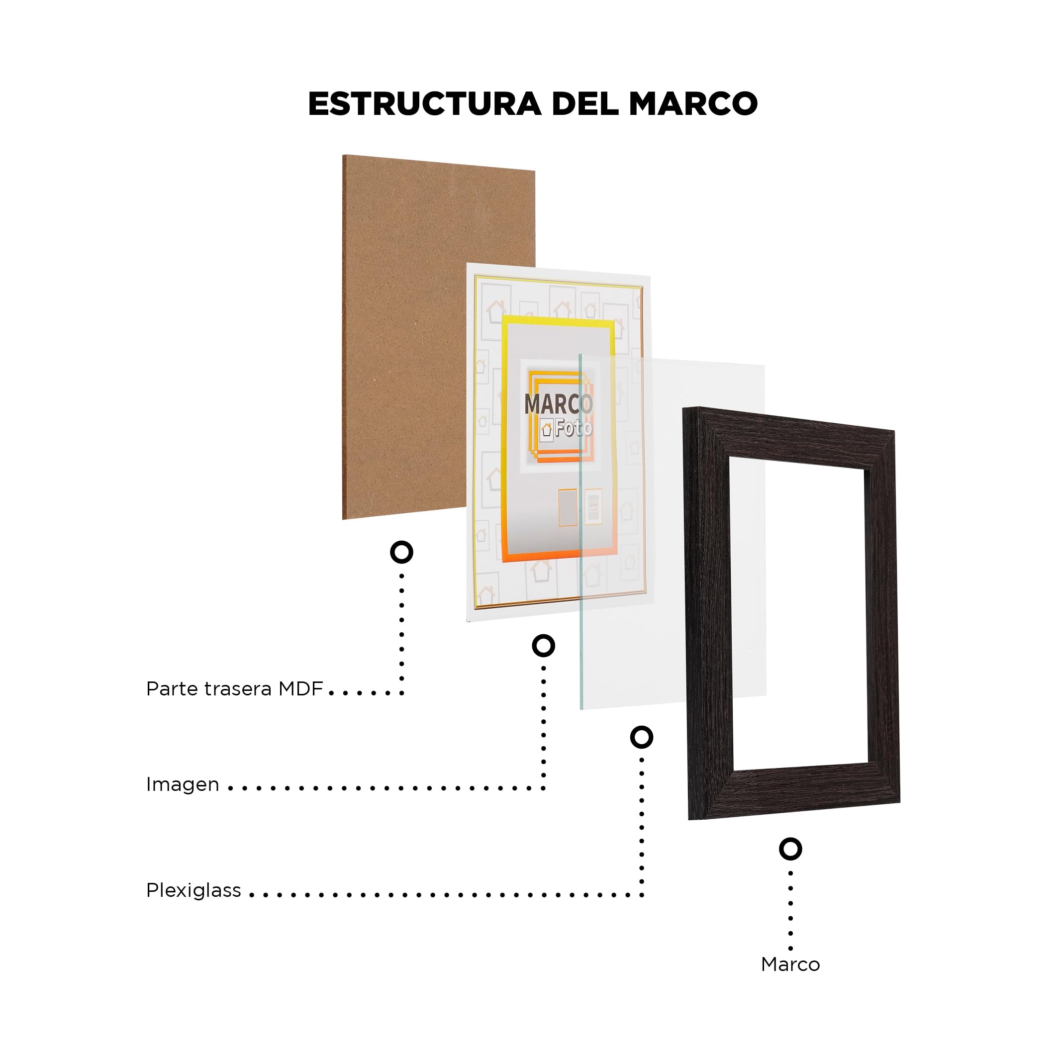 Set de 6 Marcos de Fotos - Marco Para Cuadros - Marco de Fotos - Marco Foto - Marcos Cuadros - Marcos Fotos Pared con Plexiglas - Marco Fotos - Marcos Madera MDF Beige - 50X70