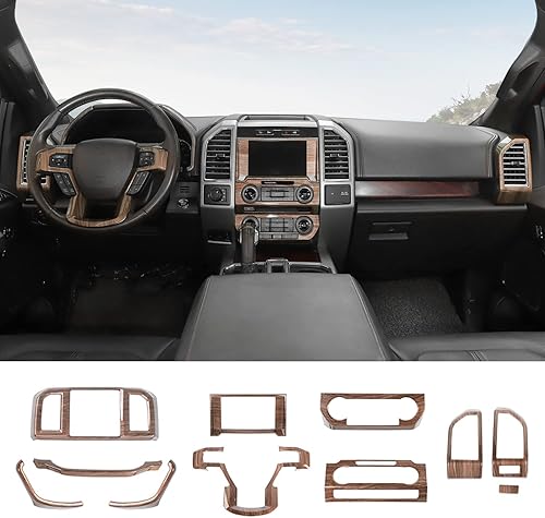 para F150 Kit de moldura interior, 11 piezas de tablero de consola central y cubierta de panel de navegación compatibles con accesorios interiores