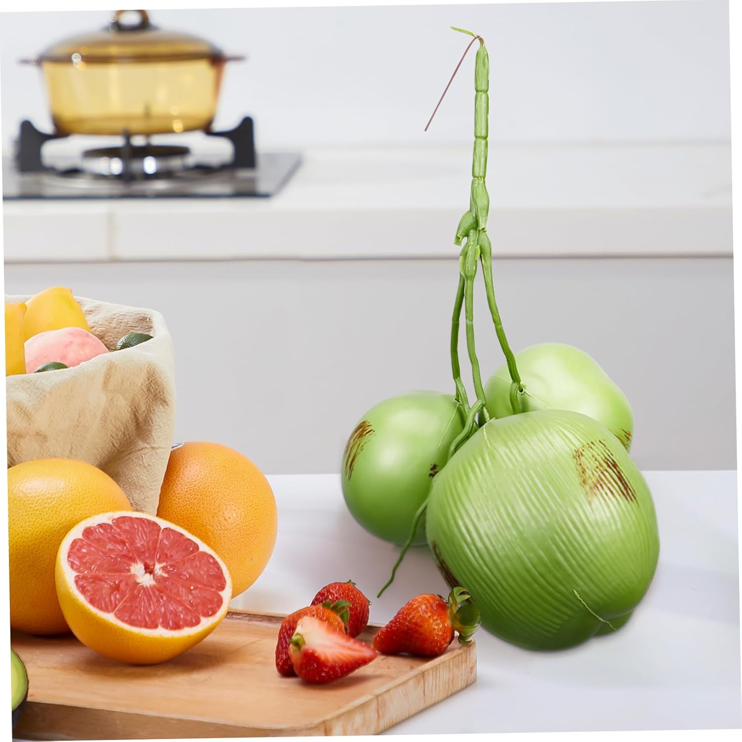 PRETYZOOM Bunches Small Fake Coconuts Artificial Fruit Props Farmhouse Decor Tropical