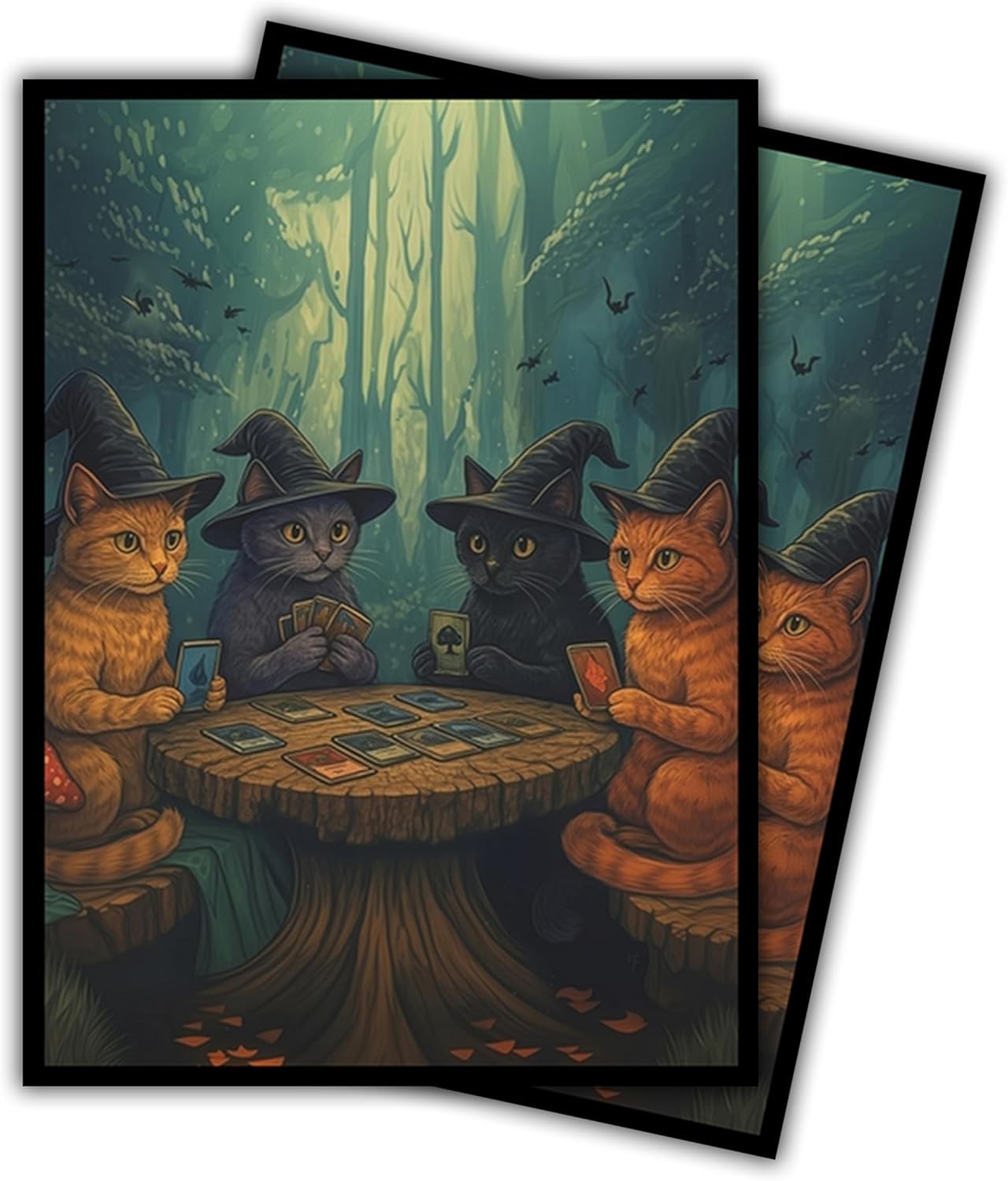 Cat - Meowgic The Gathering 1 MTG Card Sleeves (Smooth) - 104 Count Standard Size TCG Sleeves - Compatible with Magic The Gathering - Double Sleeving - Original Art Design