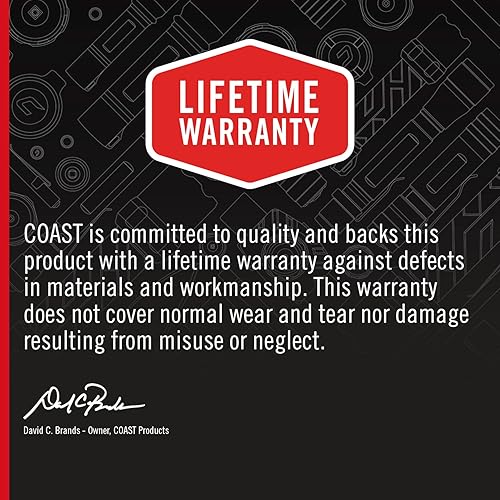 Miniatura 11 de COAST TX22R 5300 Turbo Lumen Linterna LED táctica recargable de largo alcance con haz de punto e inundación, construcción de aluminio duradero