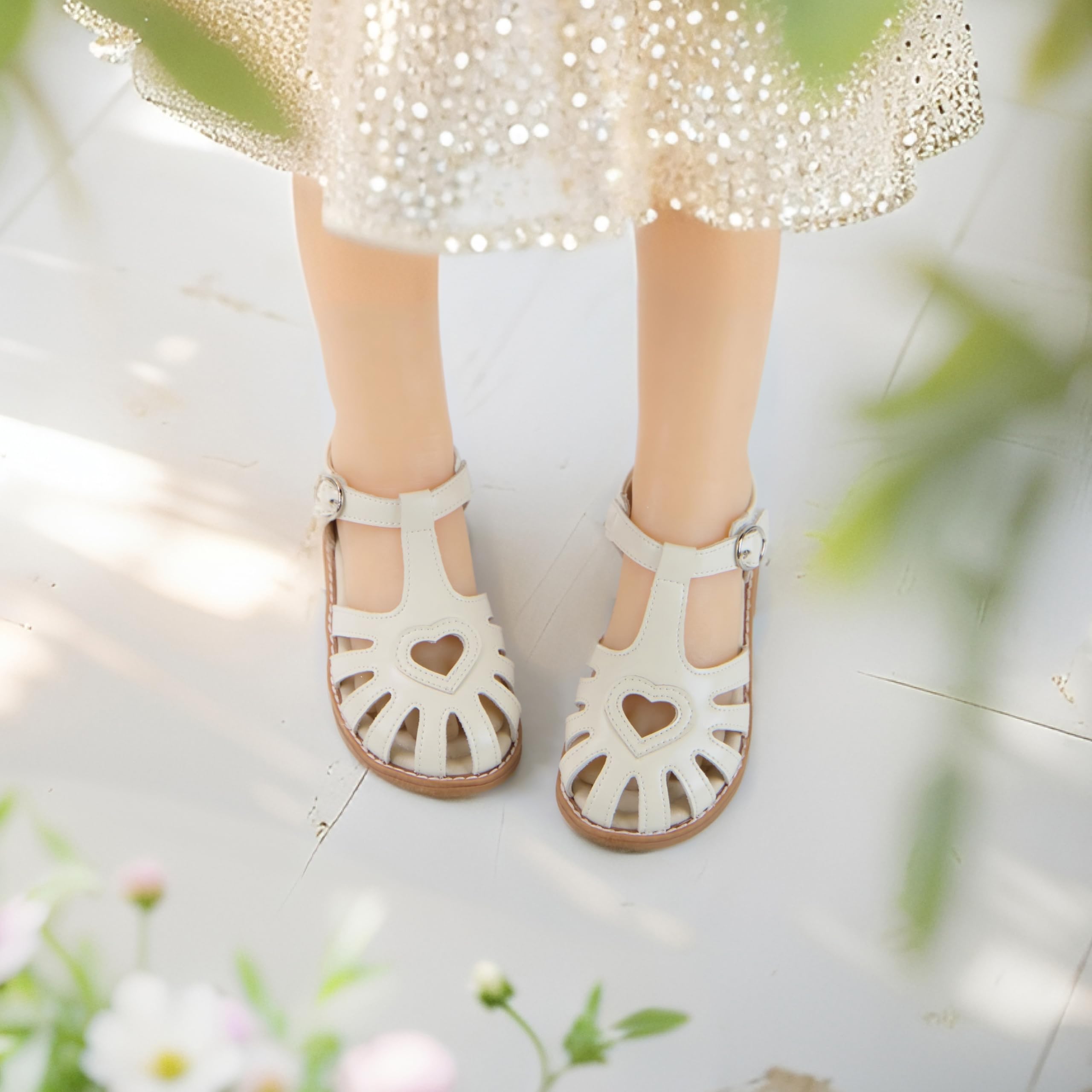 THEE BRON Princess Toddler Close Toe Sandals | Retro Lace-Up Design | Breathable Girls Shoes 3-12 Years(TB508 Little Kid,Champagne/12M)