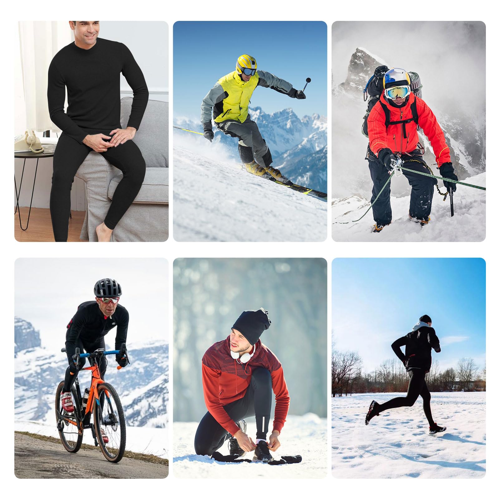 SIMIYA Calzoncillos largos para hombre, paquete de 2 unidades, térmicos, calzoncillos forrados para hombre, largos, extra cálidos, térmicos, leggings térmicos de invierno, Negro X Gris, M