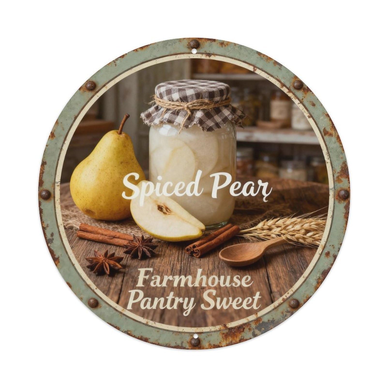 Spiced Pear Preserves Metal Tin Sign Plaque