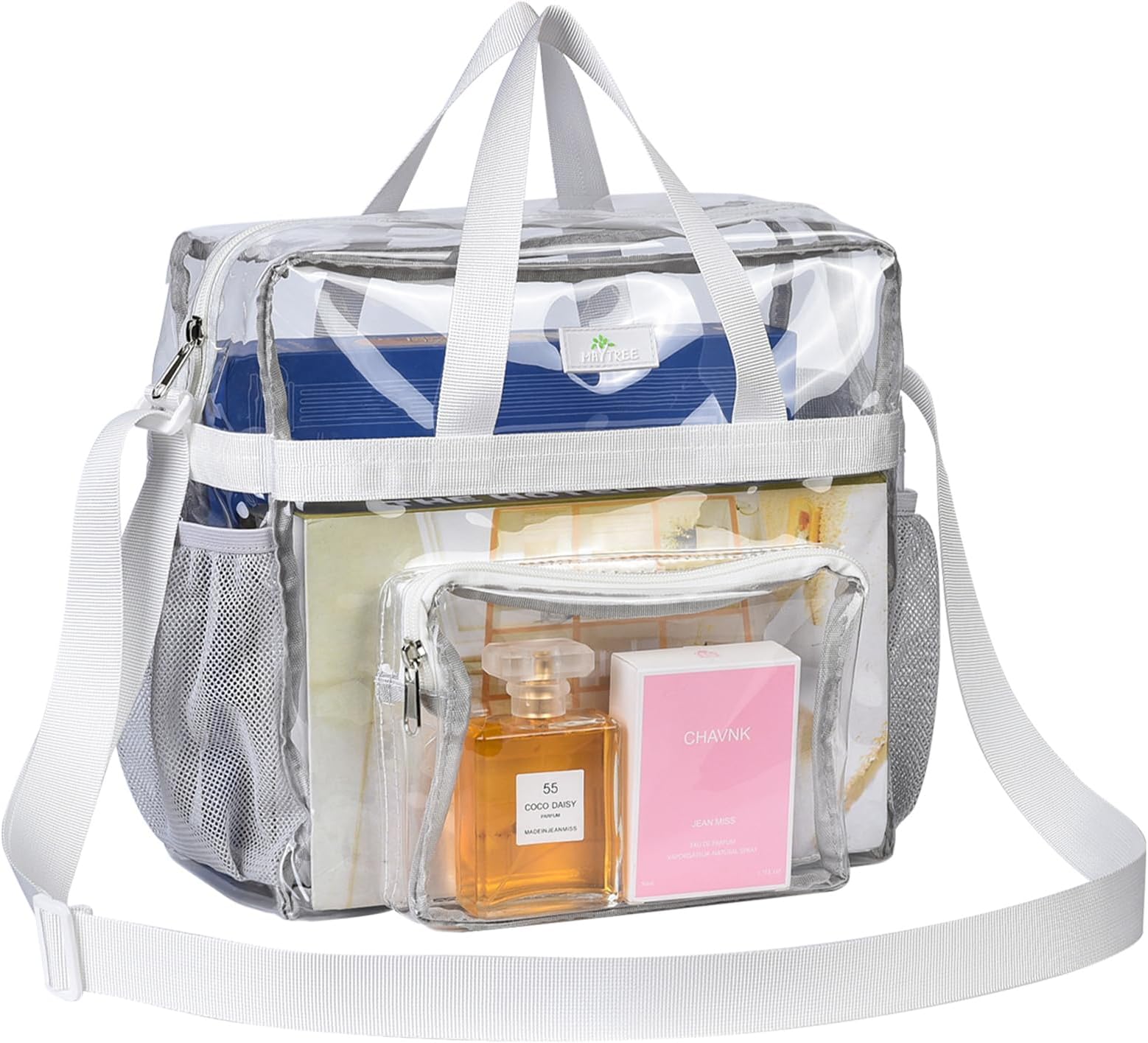 Clear Bag for Stadium Events 12×6×12 Clear Tote Lunch Bag with Reinforced Straps for Work, Sporting Events and Gym