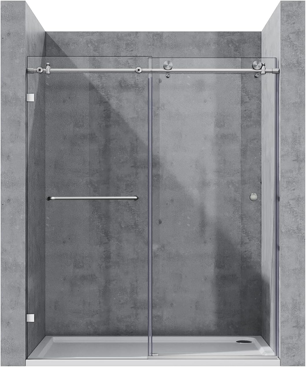 ELEGANT Frameless Shower Door 60" W x 76" H Sliding Shower Doors with 3
