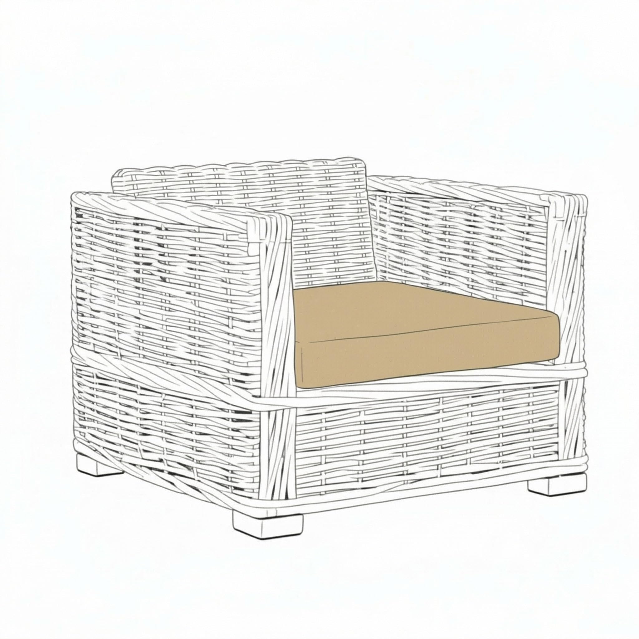 Kosiproducts Replacement Rattan Seat Pads Water Resistant for Outdoor Patio Garden Seating [Beige, Seat Only 65x67x6 ]