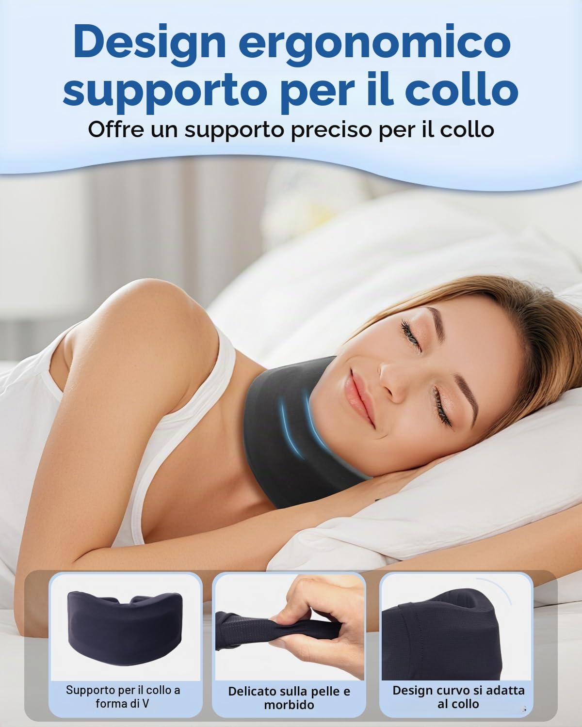 Collare Cervicale Morbido Regolabile – Collare per Dolore al Collo, Allevia la Pressione Vertebrale – Ortopedico Cervicale per Viaggiare, Lavorare, Dormire (Nero,M)