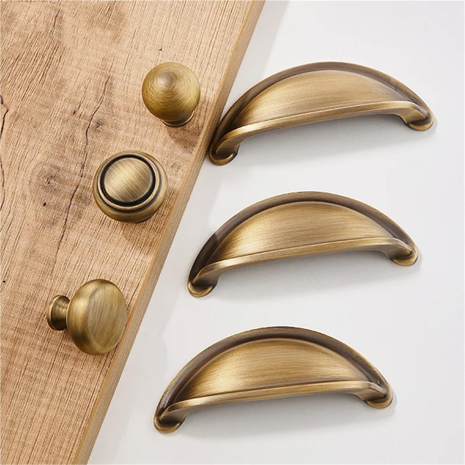Maniglie a conchiglia in ottone massiccio, 6 pezzi, maniglie per armadietti da cucina, mobili antichi, porte, cassetti, credenze, pomelli per armadietti