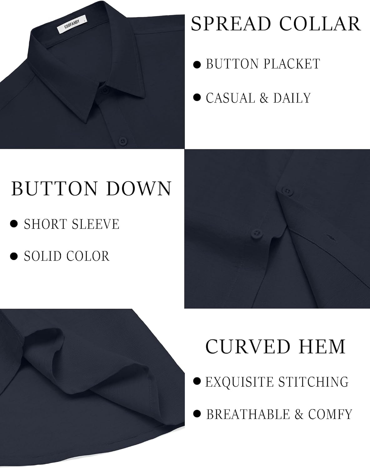 COOFANDY Men's Linen Shirts Short Sleeve Casual Button Down Shirts Beach Summer Wedding Tops - Image 6