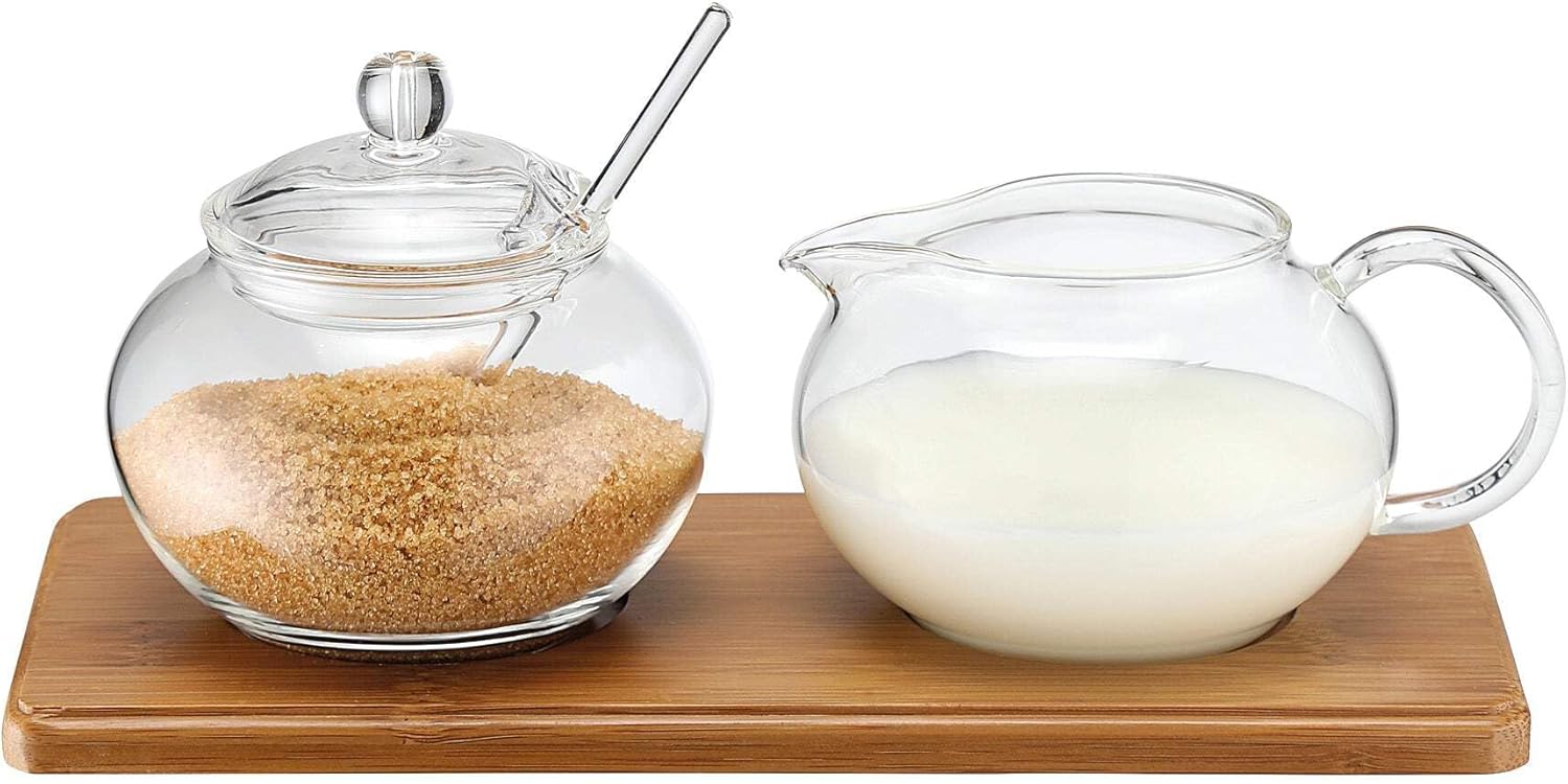 Weis - 14580 - Wood Glass Sugar Milk Serving Set