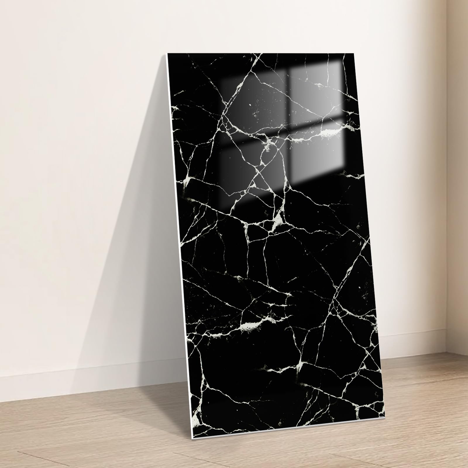 Takezuaa 40Pcs Self Adhesive Wall Tiles Marble, Tile Stickers Black 30x60cm, Peel and Stick on Tiles for Bathroom Kitchen Backsplash Waterproof Removable