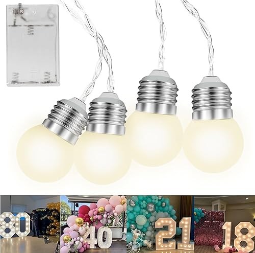 JoyBox Design 10 bombillas LED G40 que funcionan con pilas para letras de marquesina números de 4 pies y 3 pies decoración de interiores y