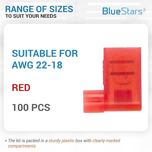 Miniatura 9 de BlueStars 100 terminales de pala de bandera amarilla hembra AWG 12-10, 400V, 24A, kit de conectores eléctricos de nailon para bandera de desconexión