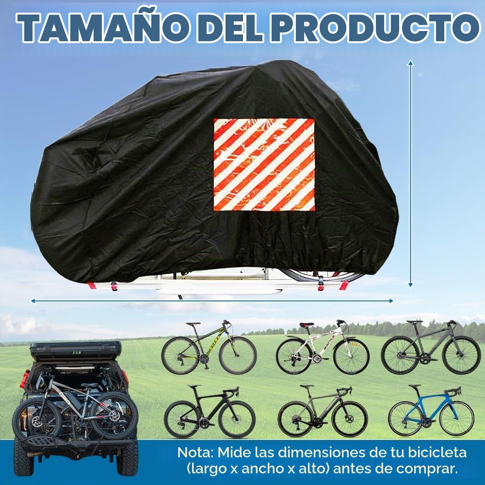 Funda Bicicleta Impermeable, 420D Oxford Funda Bicicleta Exterior con Cuerda de 2.6m, FundaBicicleta Autocaravana para Camping Autocaravana Portabicicletas Trasero (Negro)