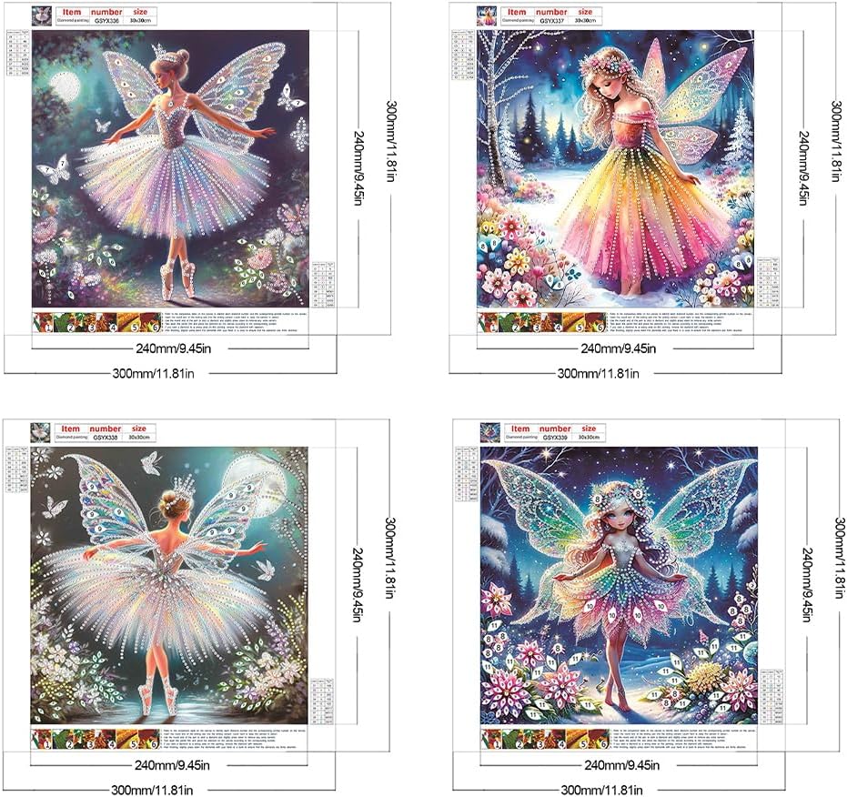 C'eitura 4pcs Girl 5D DIY Special Shape Crystal Partial Diamond Art Painting Kit 30x30cm